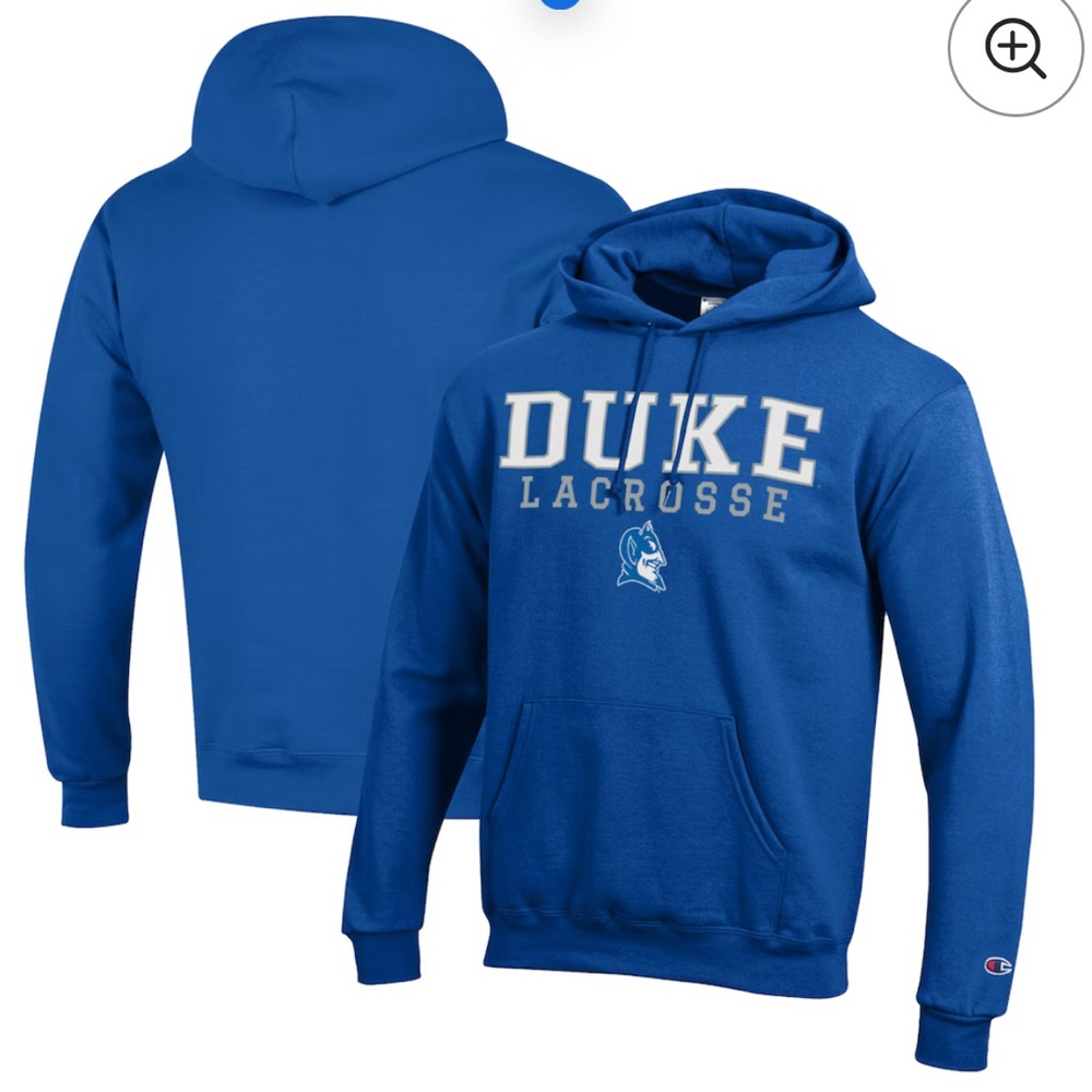 NWT: Men’s Large Champion Duke Blue Devils Lacrosse Long Sleeve Hoodie; Blue